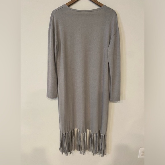 Grey Fringe Duster Cardigan - Picture 8 of 9